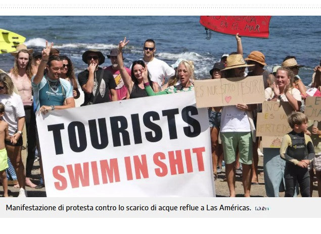 Protesta nel sud di Tenerife contro gli scarichi in mare